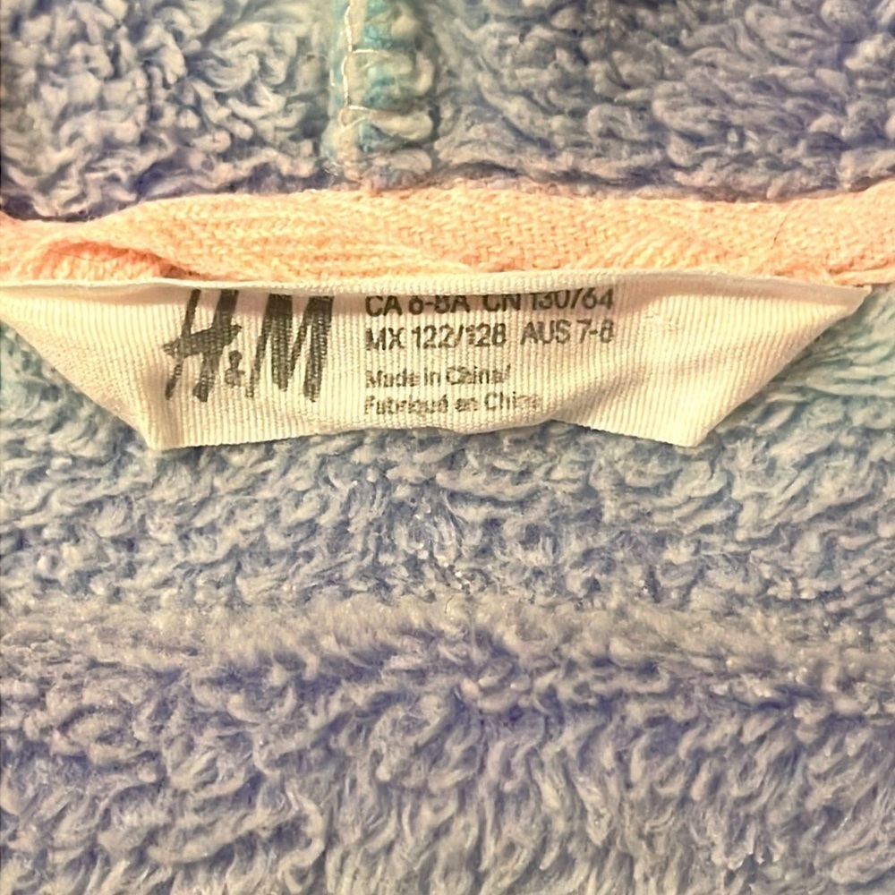 H&M Unicorn Rainbow Fleece Hoodie Zip Up Sweatshirt Size 6-8 - Picture 4 of 8